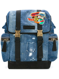 джинсовый рюкзак с нашивками и рваными деталями Dsquared2