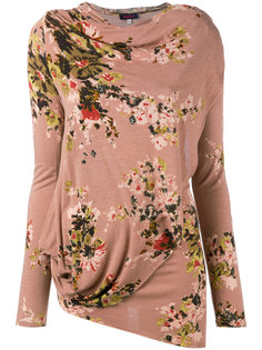 ассиметричная блуза с цветочным рисунком Kenzo Vintage