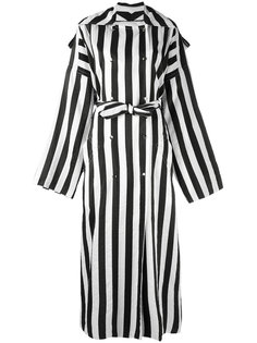 двубортное длинное пальто в полоску Nina Ricci