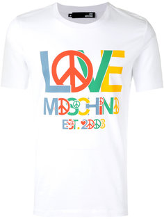 футболка с логотипом и символом мира Love Moschino