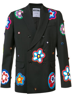 пиджак с цветочной аппликацией Moschino
