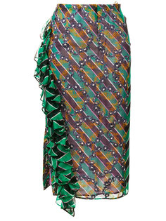 полосатая юбка с гофрированной панелью Marco De Vincenzo
