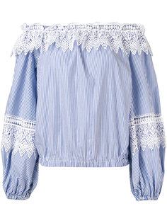 полосатая блузка с отделкой из кружева Forte Couture