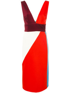 платье колор-блок с глубоким V-образным вырезом  Fausto Puglisi