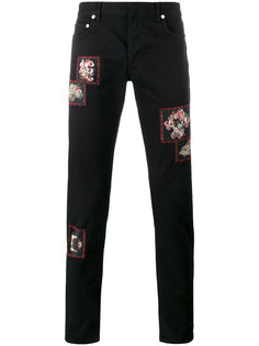 джинсы с заплатками с цветочным принтом Dior Homme