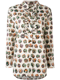 рубашка с рюшами абстрактным принтом Burberry