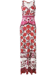 длинное платье с принтом роз Roberto Cavalli