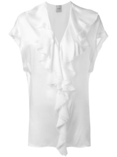 блузка с оборкой и V-образным вырезом  Nude