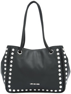 сумка-тоут с серебристыми заклепками  Love Moschino