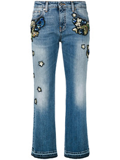 укороченные джинсы с вышивкой Roberto Cavalli