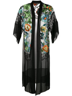 полупрозрачное кимоно с вышитыми цветами Alberta Ferretti