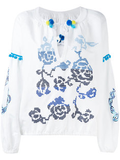 блузка с помпонами и длинными рукавами Forte Couture