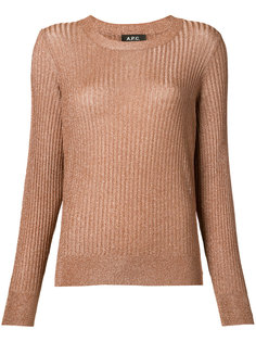 свитер в рубчик с эффектом металлик A.P.C.