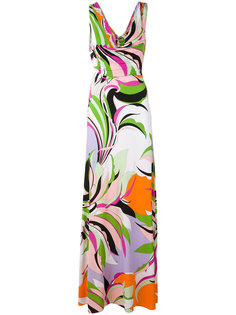 длинное платье с драпировками у выреза Emilio Pucci
