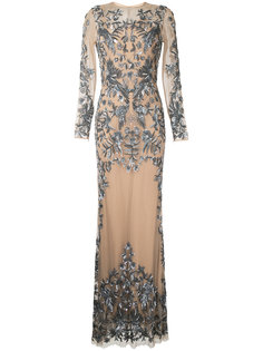 телесное вечернее платье с блестящей отделкой Zuhair Murad