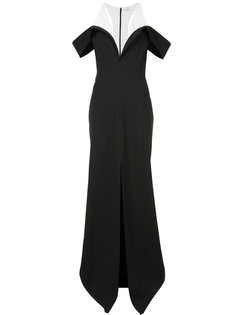 двухцветное длинное платье со шлицей спереди Mugler