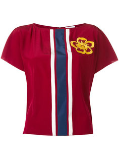 блузка с полосками и вышивкой Red Valentino