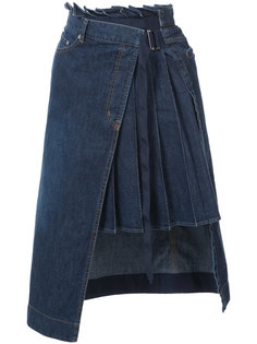 джинсовая плиссированная юбка  Sacai