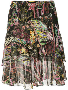 многослойная юбка с цветочным узором Roberto Cavalli
