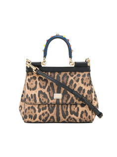 маленькая сумка-тоут с леопардовым принтом Sicily Dolce & Gabbana