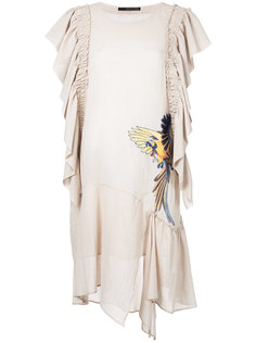 драпированное платье с вышивкой птицы  Maurizio Pecoraro