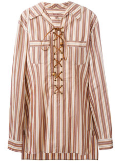 полосатая рубашка-туника со шнуровкой Romeo Gigli Vintage