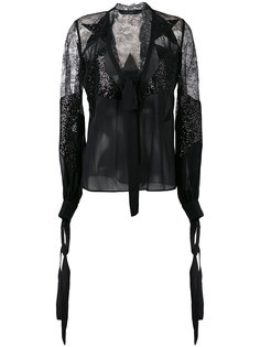 прозрачная блузка с кружевной оторочкой Elie Saab