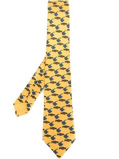 галстук с принтом рыб Hermès Vintage