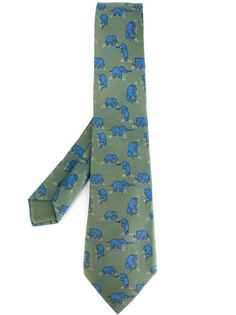 галстук с принтом слонов Hermès Vintage