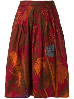 А-образная юбка с лиственным принтом Krizia Vintage