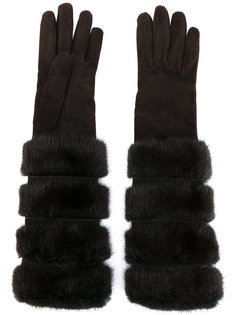 длинные перчатки с меховой отделкой Loro Piana
