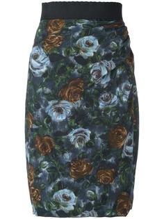 юбка с принтом роз Dolce & Gabbana Vintage