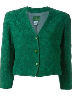 укороченный пиджак с цветочной вышивкой Kenzo Vintage