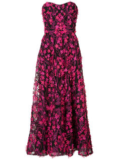 длинное платье с цветочной отделкой  Marchesa Notte