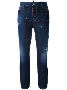 укороченные джинсы скинни с эффектом потертости  Dsquared2