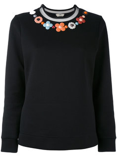 свитер с вышитым цветочным дизайном Fendi