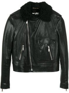 кожаная куртка с отделкой из овчины Saint Laurent