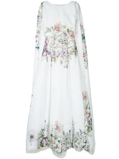 вечернее платье с цветочной отделкой и кейпом Isabel Sanchis