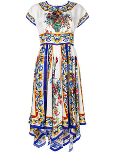расклешенное платье с принтом Majolica Dolce & Gabbana