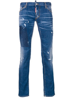 узкие джинсы с высветленными деталями Dsquared2
