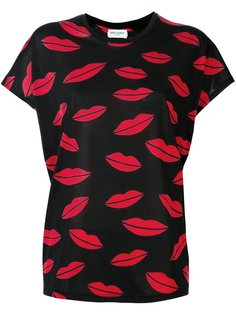 футболка с принтом губ Saint Laurent