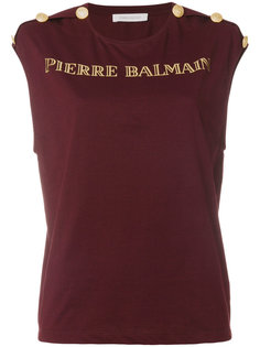 топ с золотистым логотипом Pierre Balmain