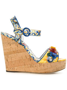 босоножки на танкетке с принтом Majolica Dolce & Gabbana