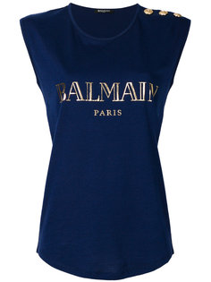 топ с пуговицами и логотипом  Balmain