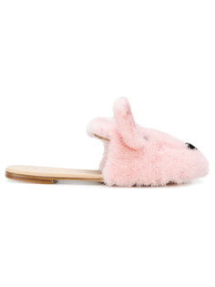 rabbit fur slippers Joshua Sanders