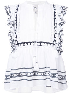 tassel string frilled blouse Sea