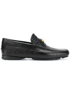 crocodile embossed loafers Versace