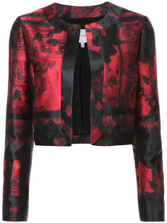укороченный пиджак с принтом роз  Carolina Herrera