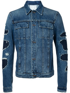 джинсовая куртка с рукавами в стиле пэчворк  Helmut Lang
