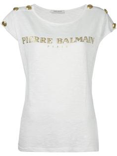 топ с принтом логотипа Pierre Balmain